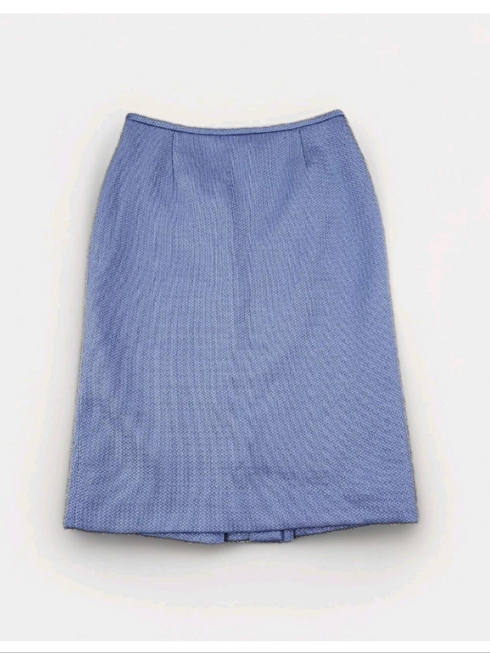 Tahari Size 2 Pencil Straight Skirt Blue Knee Length High Waisted Lined Slit